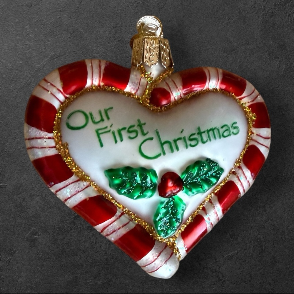 Peppermint Heart Ornament - Old World Christmas - Our First Christmas